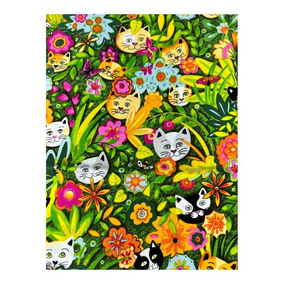 Cat's Secret Garden Fabric - Picture 2 of 3